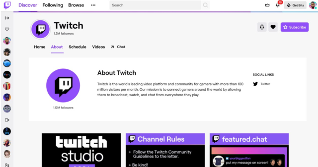 Twitch Channel Page