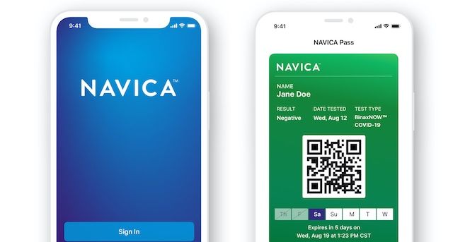 NAVICAâ¢ is a no-charge complementary phone app, which allows people to display their BinaxNOW test results.
